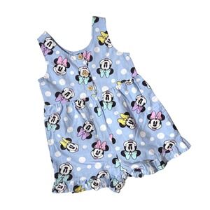 Disney Baby Girls Minnie Mouse Blue Sleeveless Ruffle Romper Outfit Size 18 Mos